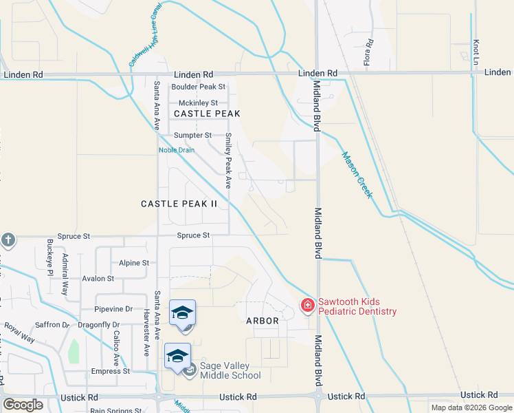 map of restaurants, bars, coffee shops, grocery stores, and more near 10164 Elvera Lane in Nampa