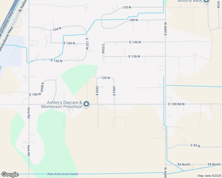 map of restaurants, bars, coffee shops, grocery stores, and more near 111 North 3962 East in Rigby