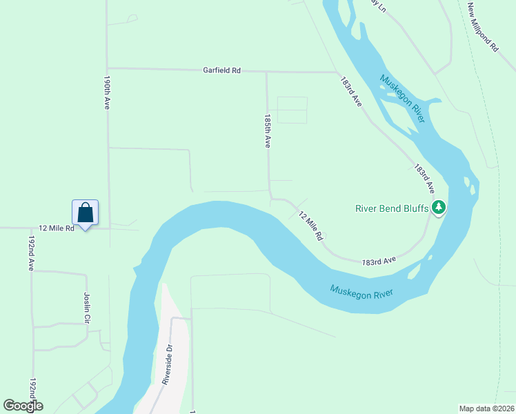 map of restaurants, bars, coffee shops, grocery stores, and more near 18514 12 Mile Road in Big Rapids