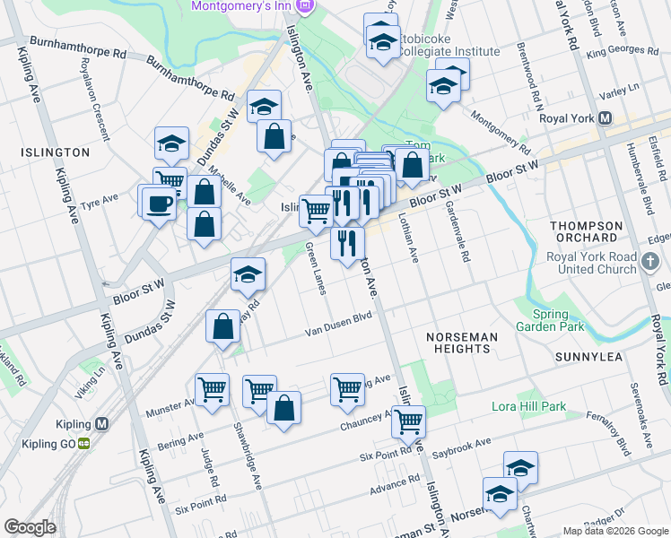 map of restaurants, bars, coffee shops, grocery stores, and more near 42 Clissold Road in Toronto