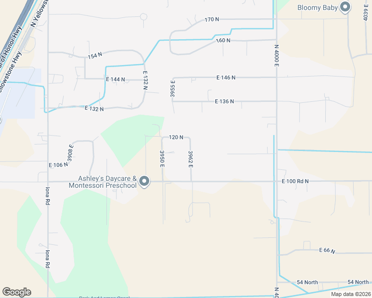 map of restaurants, bars, coffee shops, grocery stores, and more near 111 North 3962 East in Rigby