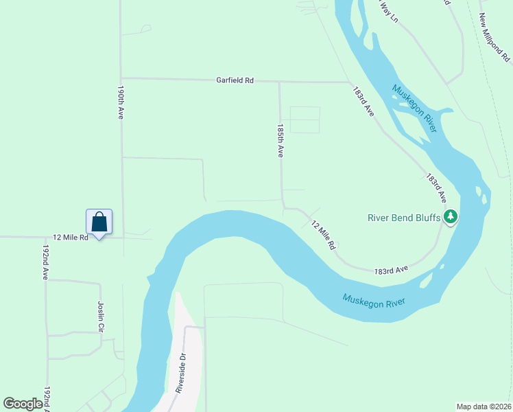 map of restaurants, bars, coffee shops, grocery stores, and more near 18514 12 Mile Road in Big Rapids