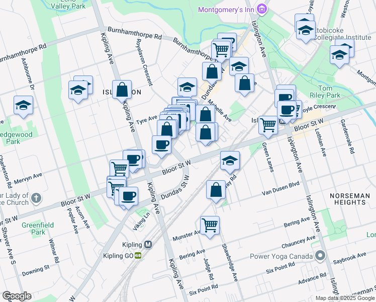 map of restaurants, bars, coffee shops, grocery stores, and more near in Toronto