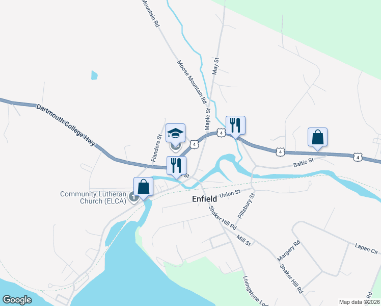 map of restaurants, bars, coffee shops, grocery stores, and more near 283 U.S. 4 in Enfield
