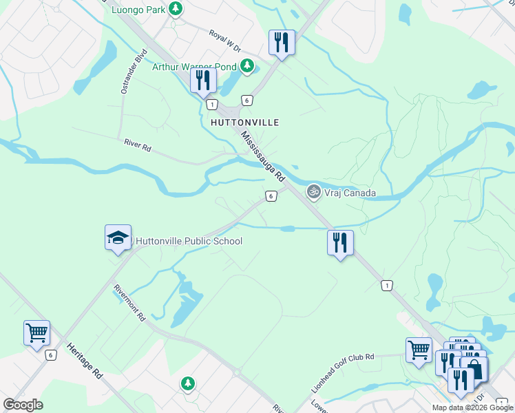 map of restaurants, bars, coffee shops, grocery stores, and more near 2072 Embleton Road in Brampton