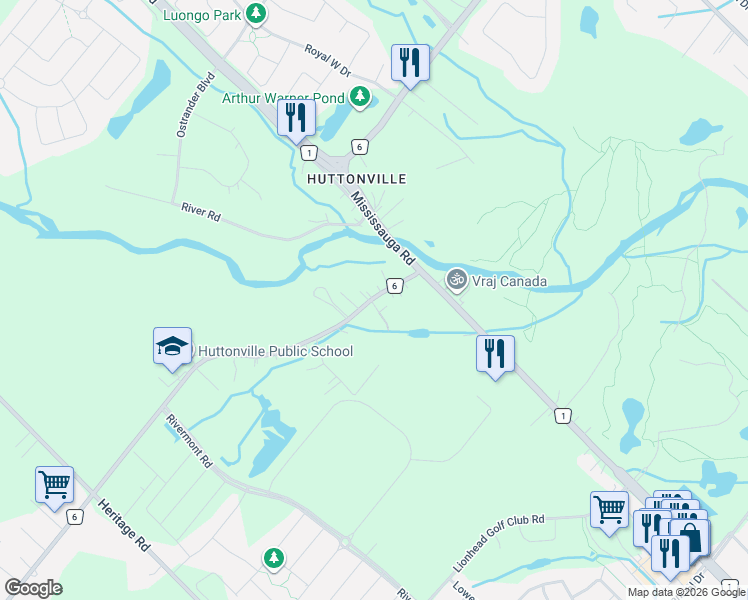 map of restaurants, bars, coffee shops, grocery stores, and more near 2055 Embleton Road in Brampton