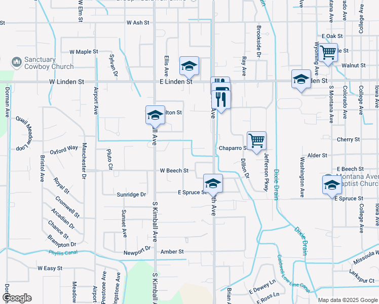 map of restaurants, bars, coffee shops, grocery stores, and more near 2909 Arlington Avenue in Caldwell