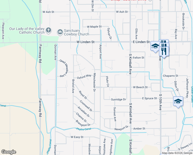 map of restaurants, bars, coffee shops, grocery stores, and more near 2906 Airport Avenue in Caldwell