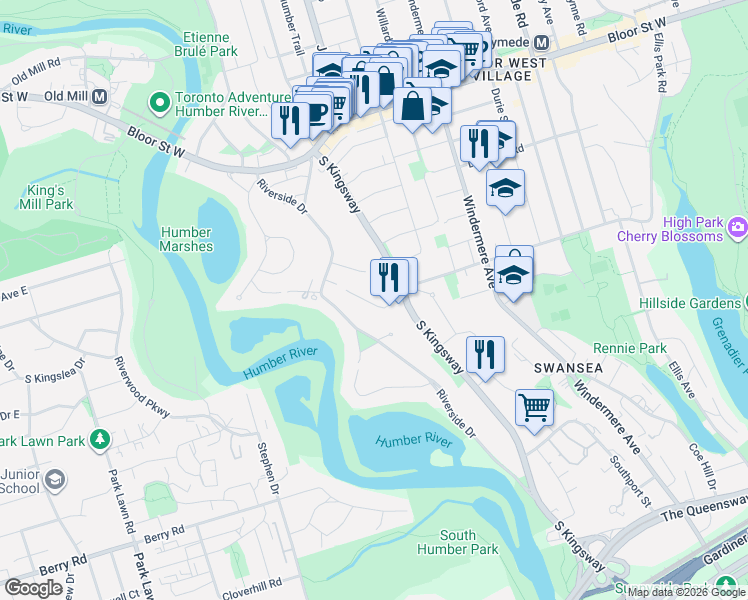 map of restaurants, bars, coffee shops, grocery stores, and more near 164 Morningside Avenue in Toronto