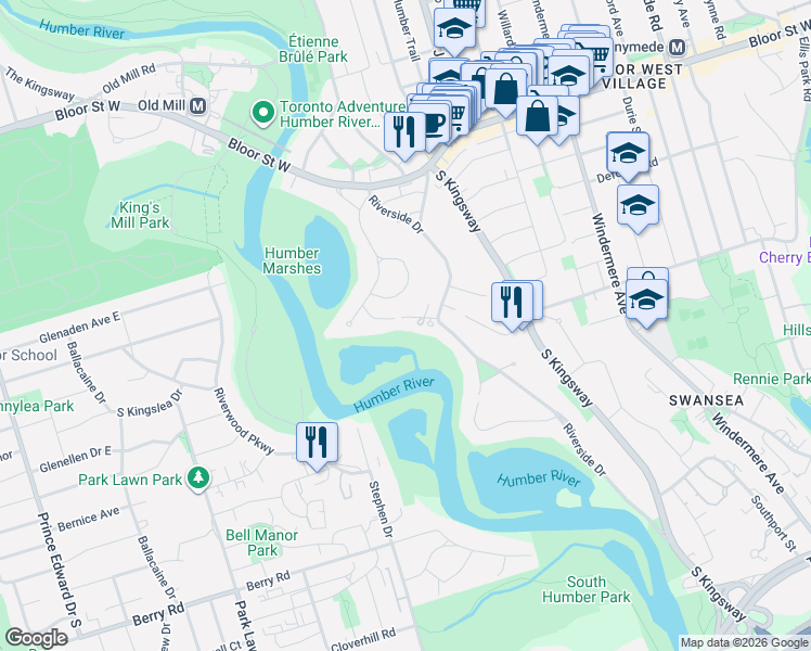 map of restaurants, bars, coffee shops, grocery stores, and more near in Toronto