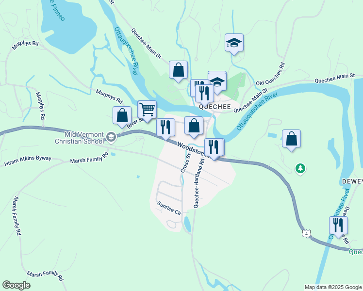map of restaurants, bars, coffee shops, grocery stores, and more near Woodstock Road in Hartford