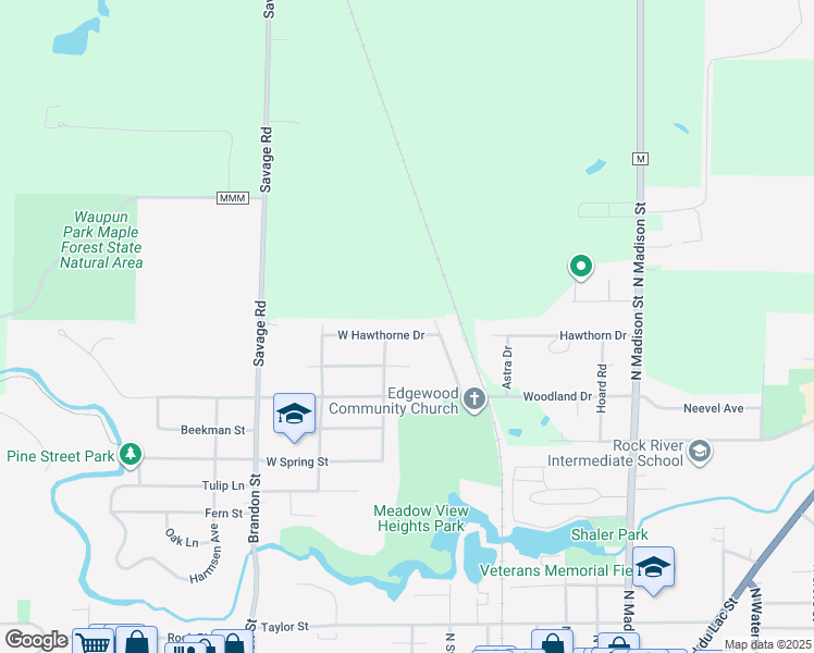map of restaurants, bars, coffee shops, grocery stores, and more near 316 West Hawthorne Drive in Waupun