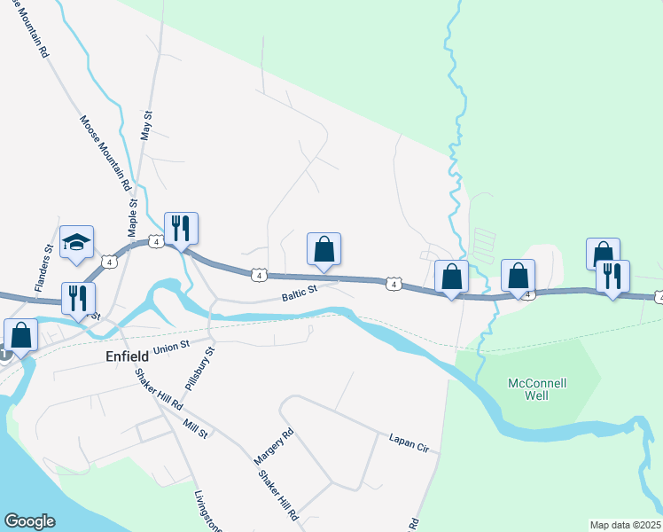 map of restaurants, bars, coffee shops, grocery stores, and more near 411 U.S. 4 in Enfield