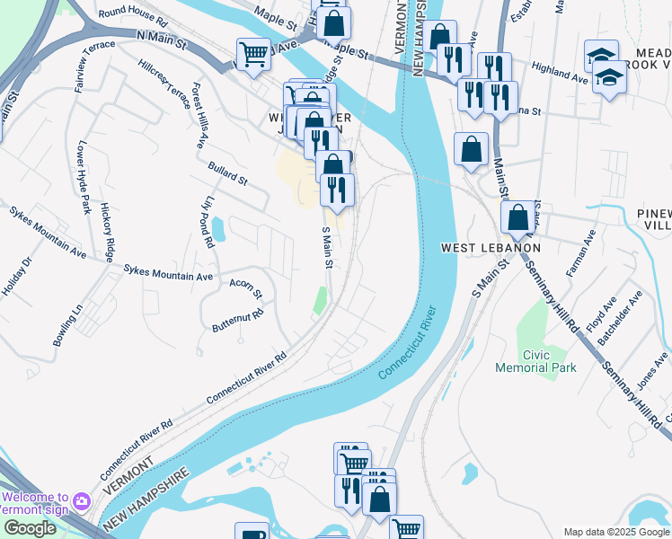 map of restaurants, bars, coffee shops, grocery stores, and more near 332 South Main Street in Hartford