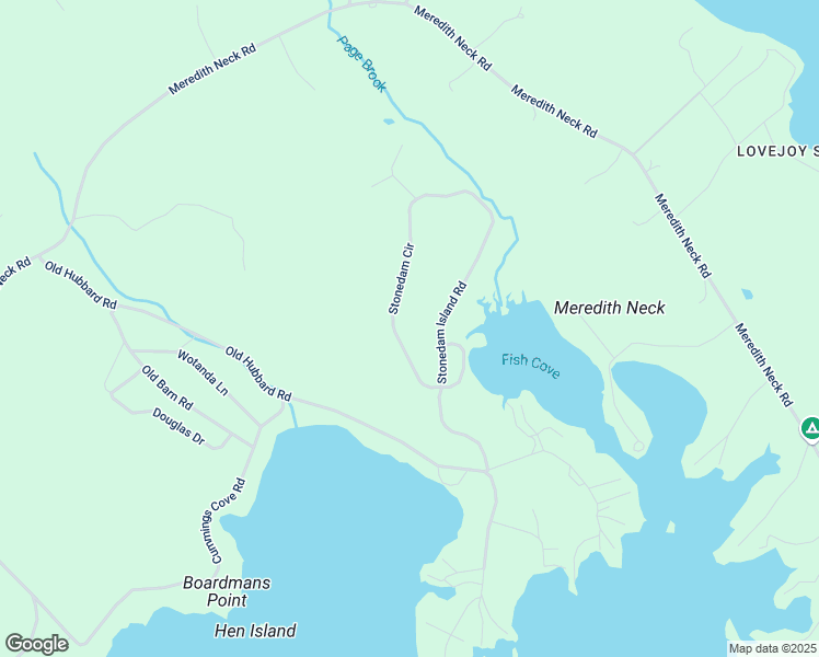 map of restaurants, bars, coffee shops, grocery stores, and more near 17 Stonedam Circle in Meredith
