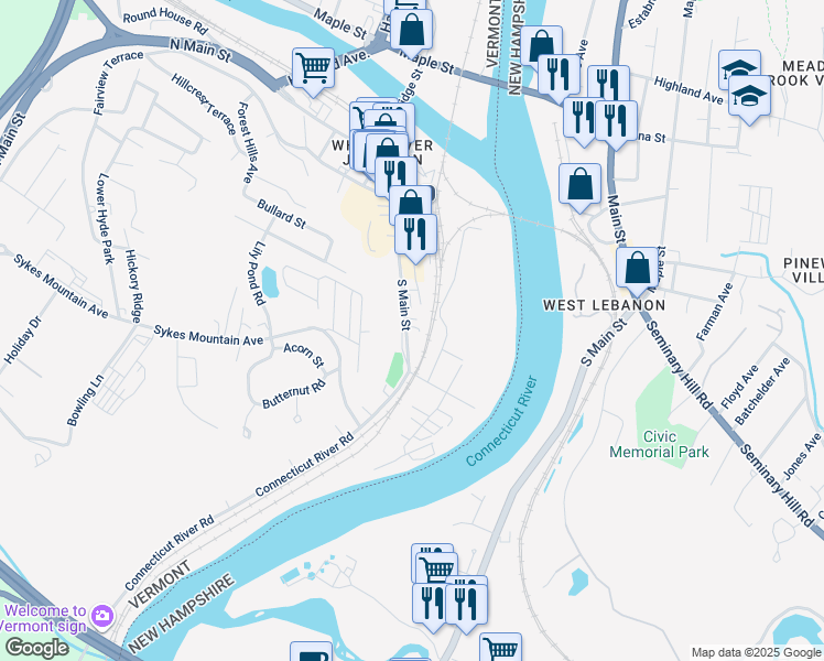 map of restaurants, bars, coffee shops, grocery stores, and more near 332 South Main Street in Hartford