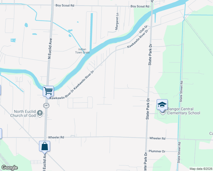 map of restaurants, bars, coffee shops, grocery stores, and more near 3289 Bowman Road in Bay City