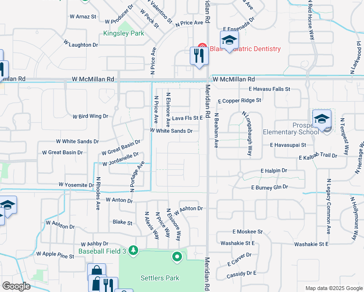 map of restaurants, bars, coffee shops, grocery stores, and more near 161 West Waukesha Street in Meridian