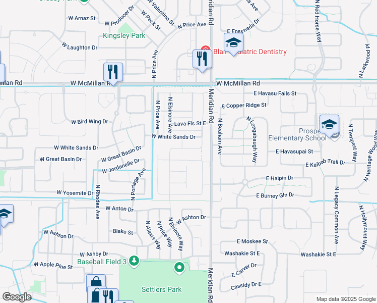 map of restaurants, bars, coffee shops, grocery stores, and more near 161 West Waukesha Street in Meridian