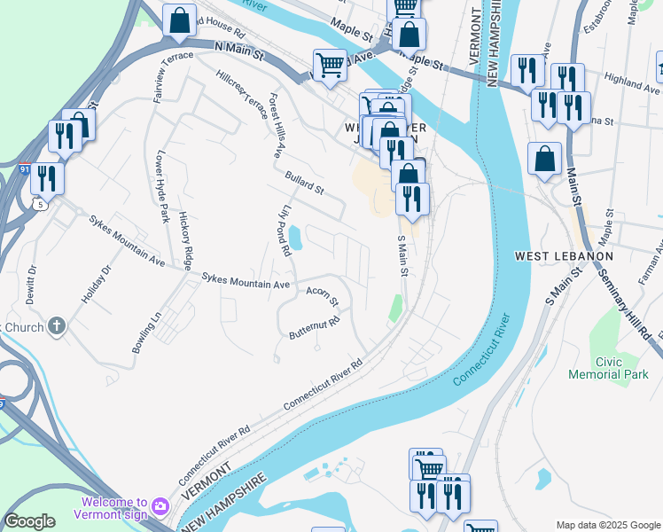 map of restaurants, bars, coffee shops, grocery stores, and more near 708 Sykes Mountain Avenue in Hartford
