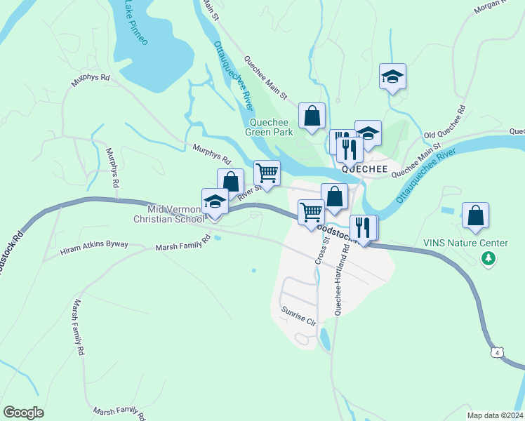 map of restaurants, bars, coffee shops, grocery stores, and more near 5048 U.S. 4 in Hartford