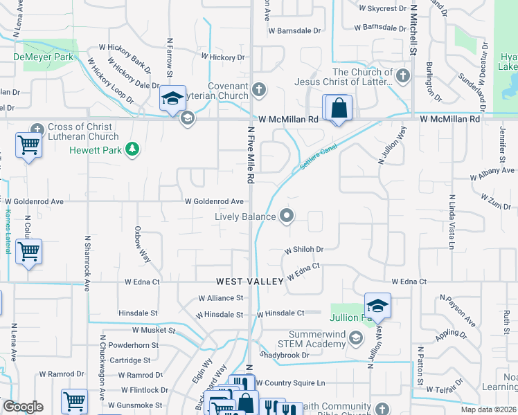 map of restaurants, bars, coffee shops, grocery stores, and more near 10440 Meadow Lark Drive in Boise