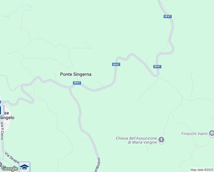 map of restaurants, bars, coffee shops, grocery stores, and more near SP47 in Provincia di Arezzo