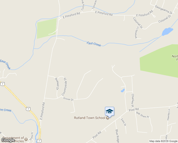 map of restaurants, bars, coffee shops, grocery stores, and more near 846 Grover Drive in Rutland