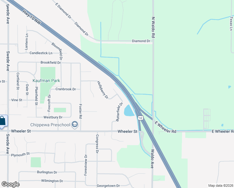 map of restaurants, bars, coffee shops, grocery stores, and more near 5015 Butterfield Drive in Midland