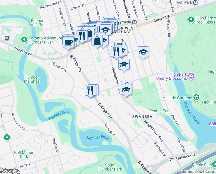 map of restaurants, bars, coffee shops, grocery stores, and more near 44 Rambert Crescent in Toronto