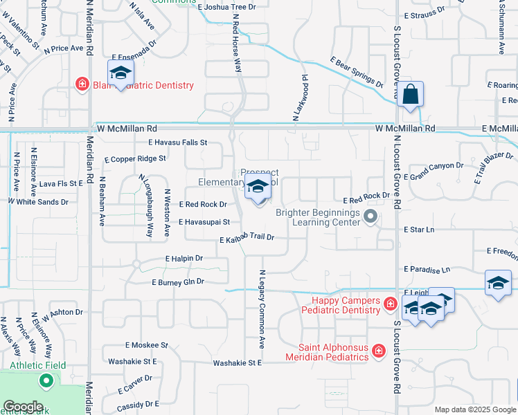 map of restaurants, bars, coffee shops, grocery stores, and more near 4300 North Red Horse Way in Meridian