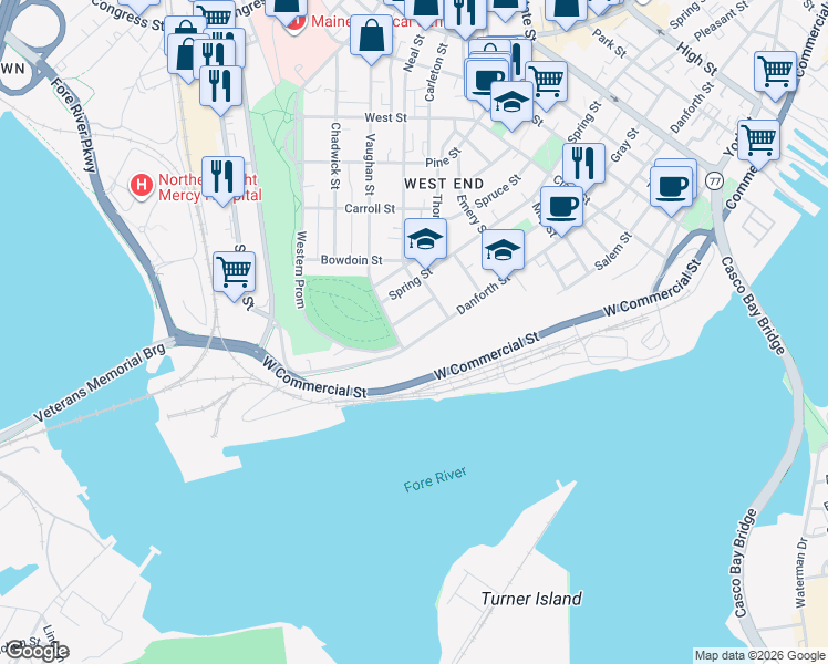 map of restaurants, bars, coffee shops, grocery stores, and more near 29 Orchard Street in Portland
