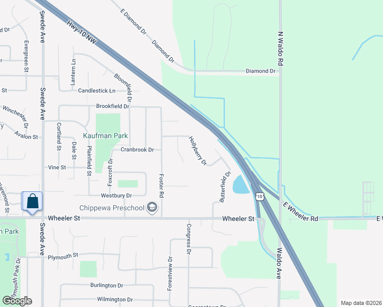 map of restaurants, bars, coffee shops, grocery stores, and more near 5203 Hollyberry Drive in Midland