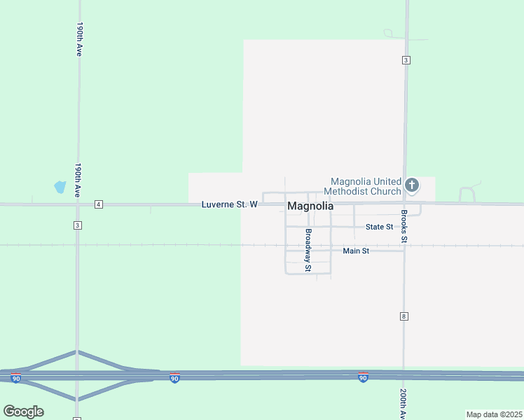 map of restaurants, bars, coffee shops, grocery stores, and more near 301 Luverne Street in Magnolia