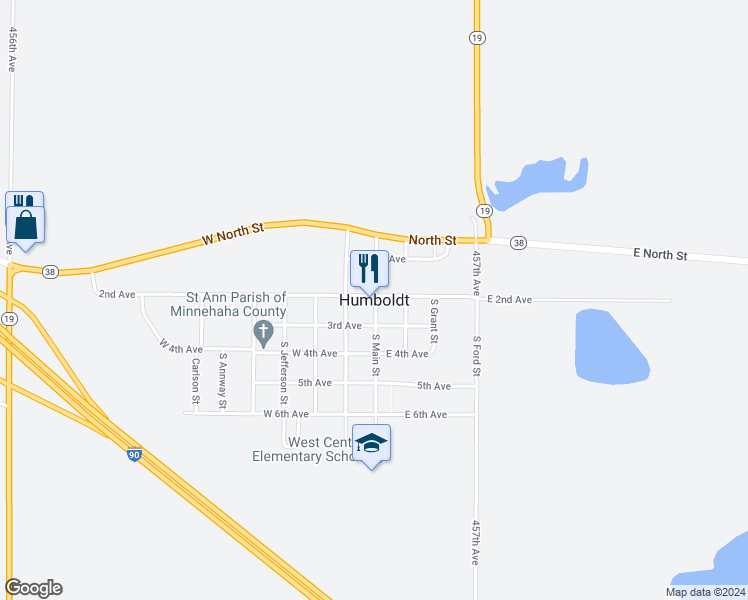 map of restaurants, bars, coffee shops, grocery stores, and more near in Humboldt