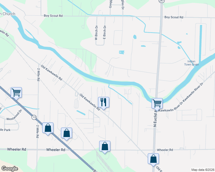 map of restaurants, bars, coffee shops, grocery stores, and more near 3315 Harris Lane in Bay City