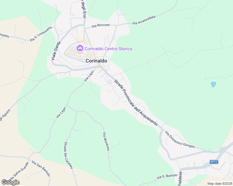 map of restaurants, bars, coffee shops, grocery stores, and more near 12 Viale della Murata in Corinaldo