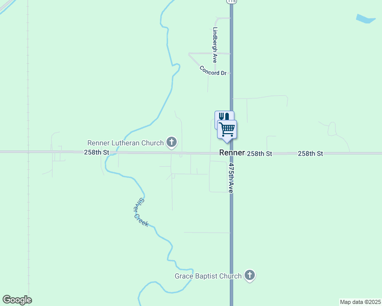 map of restaurants, bars, coffee shops, grocery stores, and more near Renner Avenue in Renner