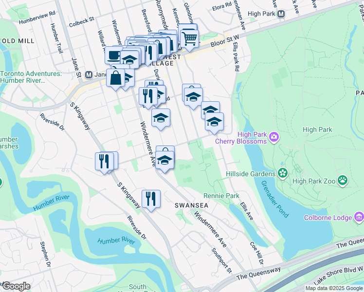 map of restaurants, bars, coffee shops, grocery stores, and more near in Toronto