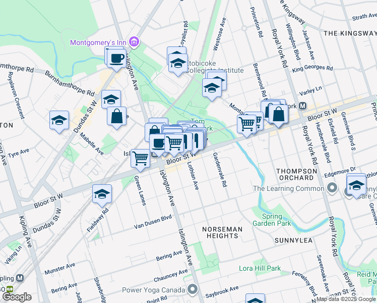 map of restaurants, bars, coffee shops, grocery stores, and more near in Toronto