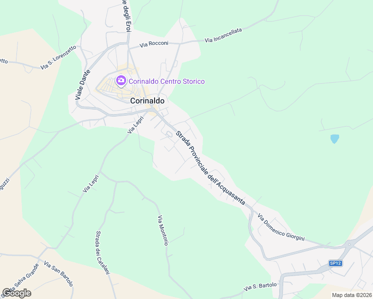 map of restaurants, bars, coffee shops, grocery stores, and more near 12 Viale della Murata in Corinaldo