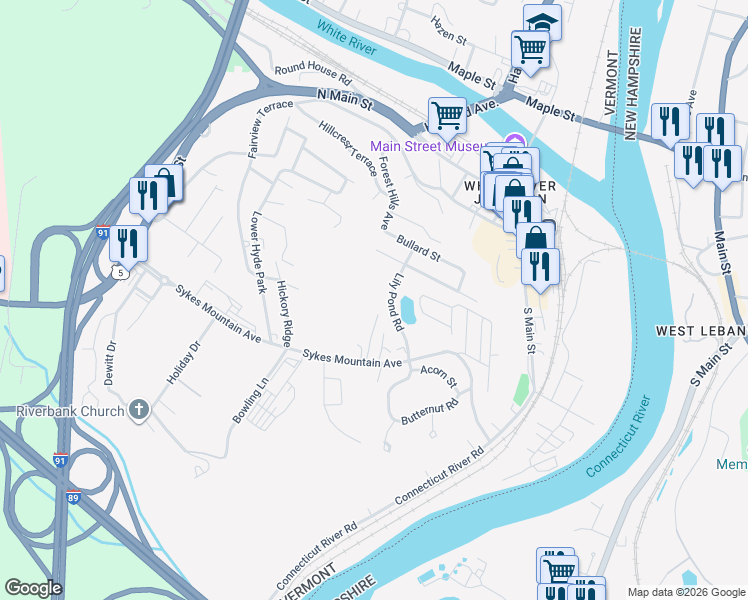 map of restaurants, bars, coffee shops, grocery stores, and more near 117 Wentworth Way in Hartford