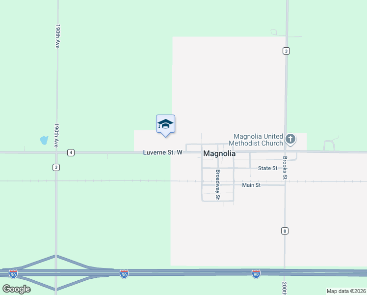 map of restaurants, bars, coffee shops, grocery stores, and more near 301 Luverne Street in Magnolia