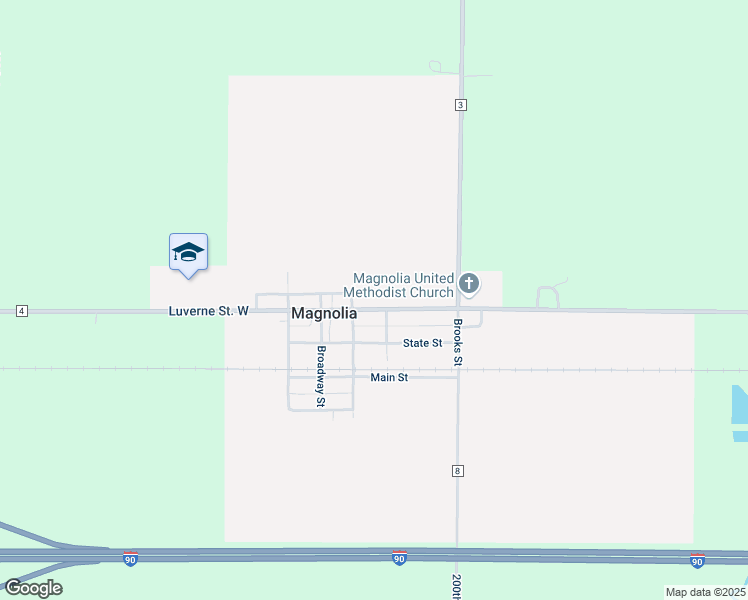 map of restaurants, bars, coffee shops, grocery stores, and more near 217 Luverne Street in Magnolia