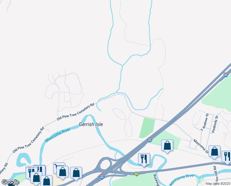 map of restaurants, bars, coffee shops, grocery stores, and more near 198 Old Pine Tree Cemetery Road in Lebanon