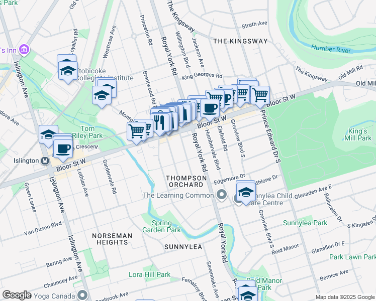 map of restaurants, bars, coffee shops, grocery stores, and more near 37 Cliveden Avenue in Toronto