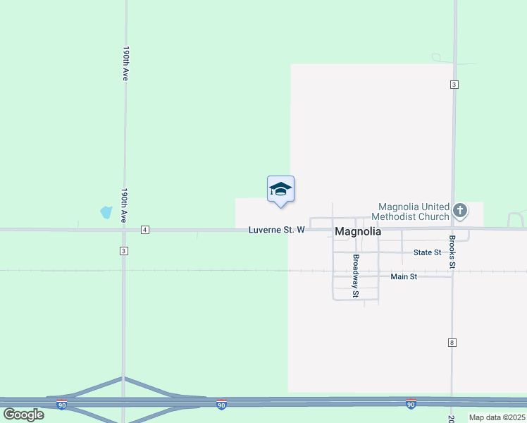 map of restaurants, bars, coffee shops, grocery stores, and more near 401 Luverne Street in Magnolia