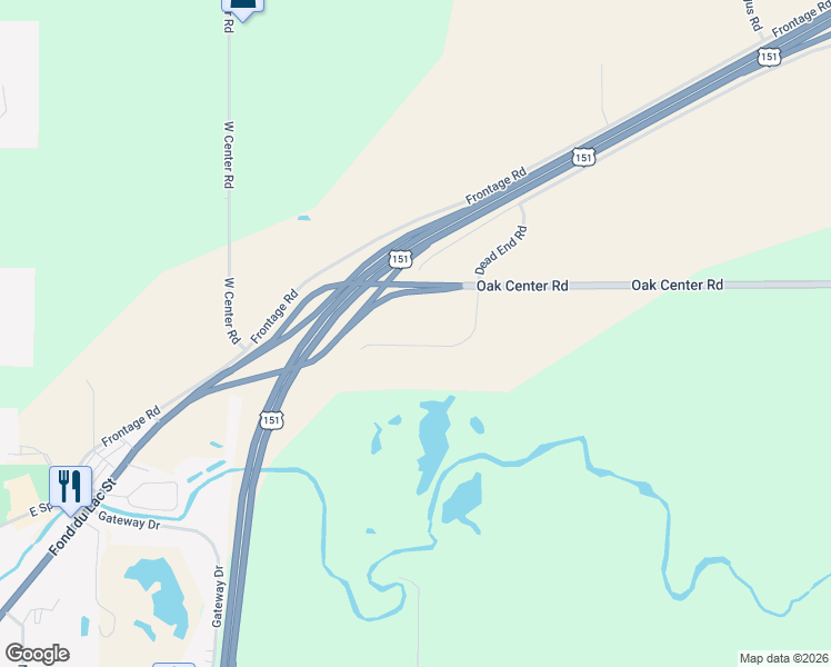 map of restaurants, bars, coffee shops, grocery stores, and more near W10953 Dead End Road in Waupun