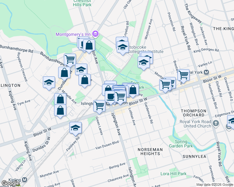 map of restaurants, bars, coffee shops, grocery stores, and more near 8 Lomond Drive in Toronto