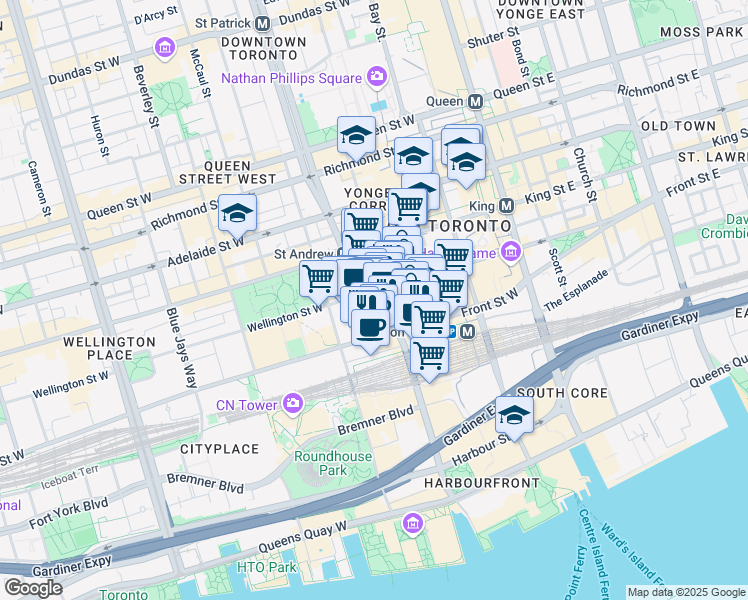 map of restaurants, bars, coffee shops, grocery stores, and more near 6039 York Street Path Connection in Toronto
